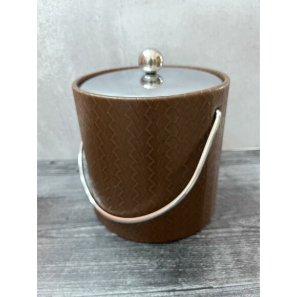 Kraftware Ice Bucket Brown  Vintage 1960's Retro Bar-Ware Mid Century Modern - Picture 1 of 10